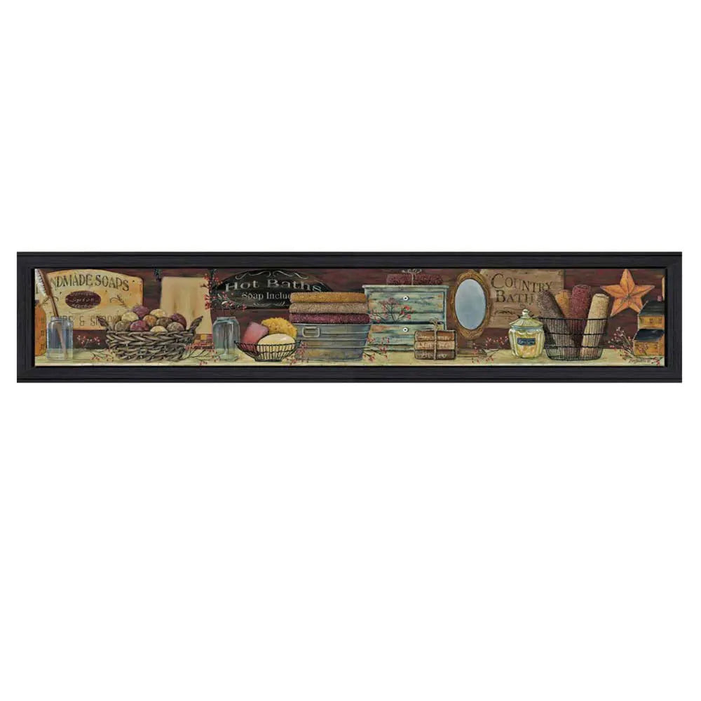Pam Britton Country Bath Shelf Printed Wall Art Black Frame Ready too Hang Handcrafted Fade Resistant Modern for Home Decor