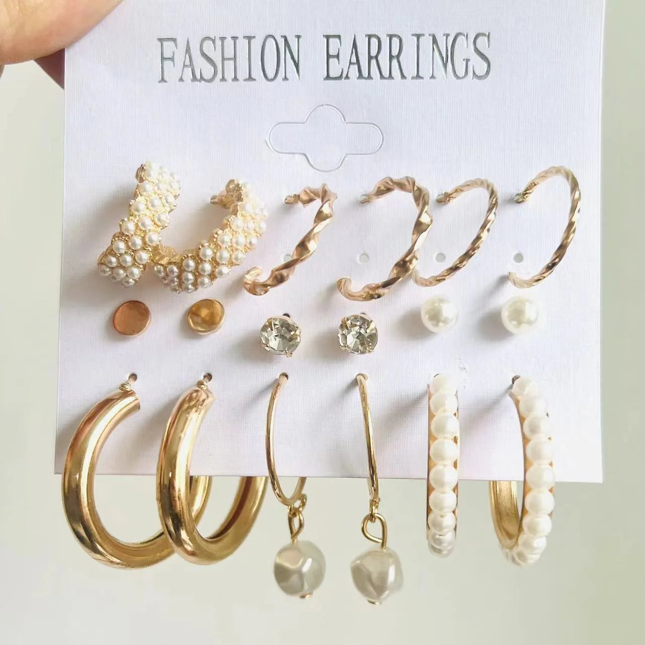 18pcs Bohemian Heart Floral Earring Sets for Women Silver Color Faux Pearl Zircon Geometric C Shape Earrings Daily Wear Jewelry