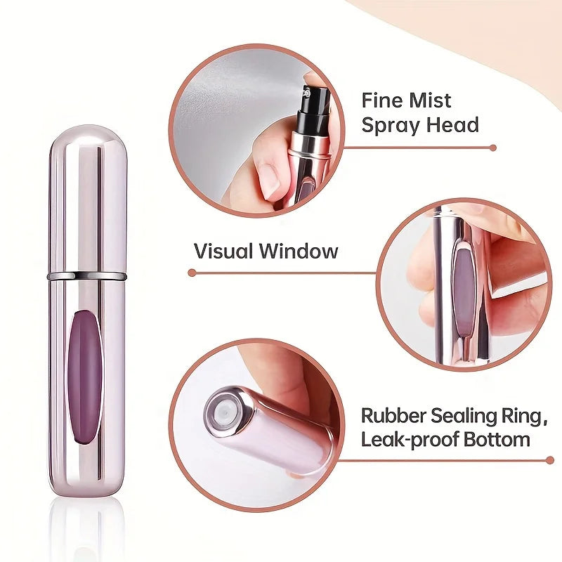 5 5ml Refillable Perfume Bottles, Mini Perfume Spray Bottles, Refillable Perfume Spray Scent Pump Boxes, Portable Empty Perfume Spray Bottles Suitable for Women and Men for Travel