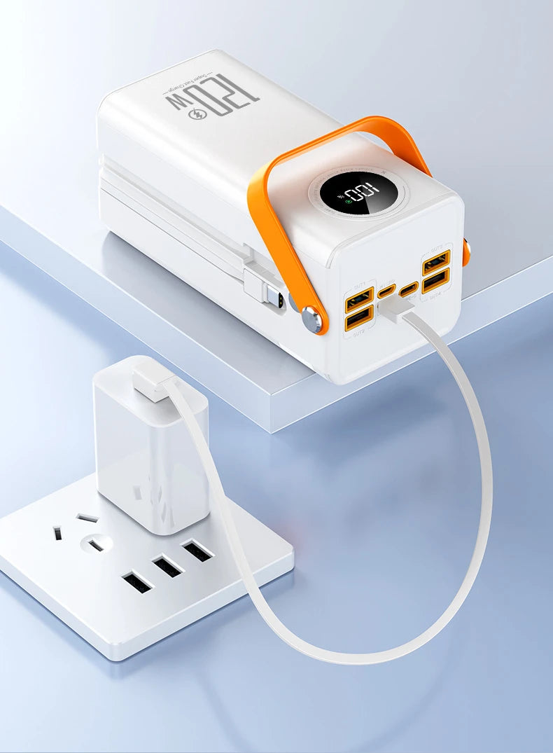 Super Fast Charging160000MAh BCAK Brand Outdoor Power Bank Comes with Line Camping Large Capacity Mobile Power Supply for Iphone