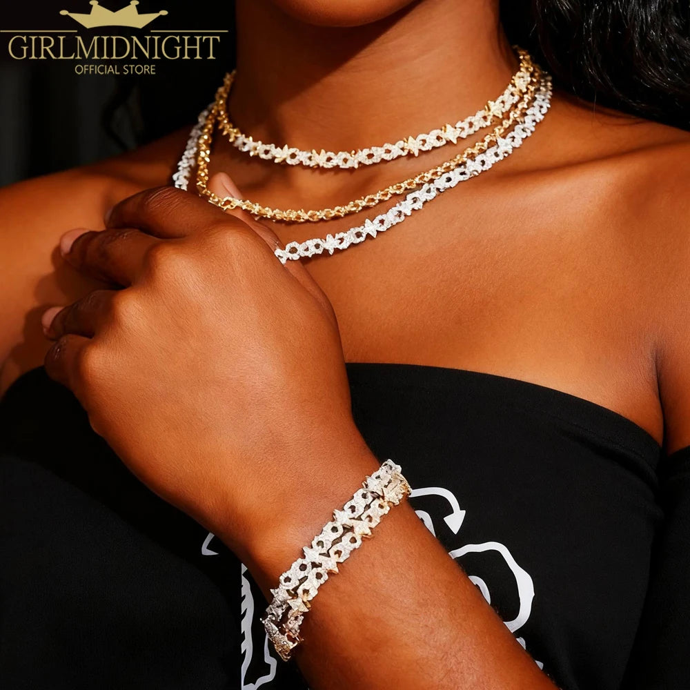 New Fashion Design Style 9MM Infinity Symbol Star Necklace Iced Out Cubic Zirconia Cuban Link Chain Men Women Hip Hop Jewelry