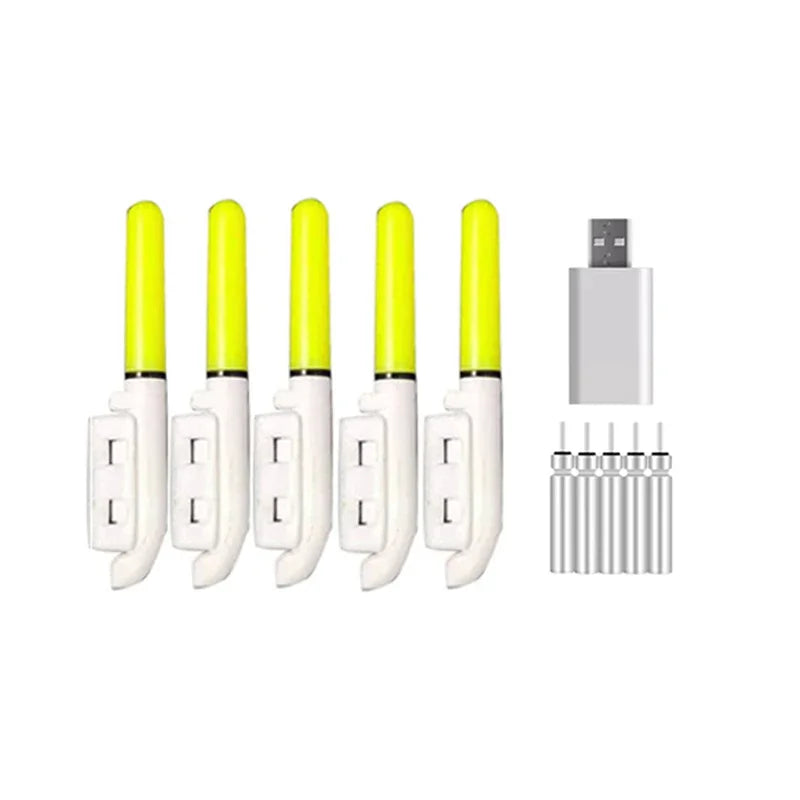 5 pcs/lot Electronic Light Stick With 5 Rechargeable battery cr322 cr425 Clip on Fishing Rod  Waterproof Lamp Night Fishing J525
