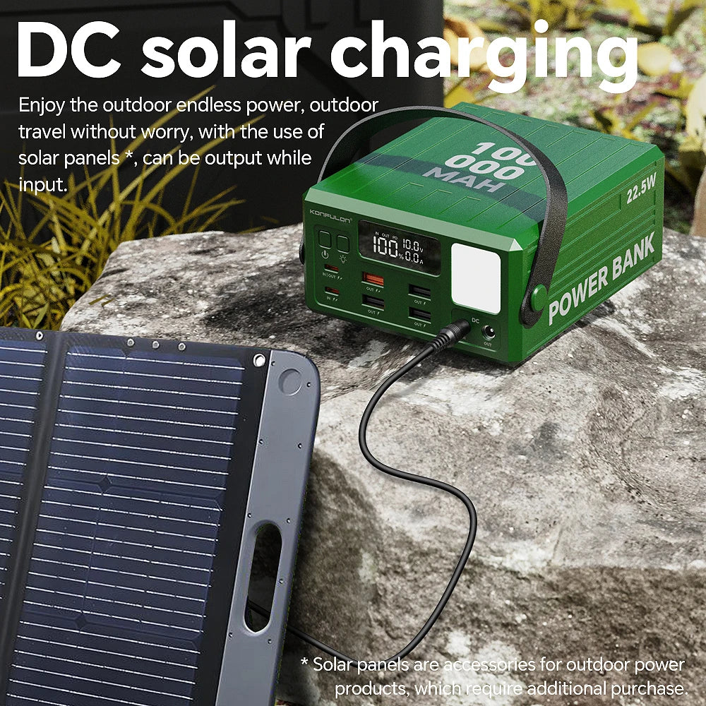 100000mAh Power Bank PD 100W USB C Fast Charge Large Capacity 22.5W  with 7 Outputs & LCD Display Battery Bank Outdoor Camping
