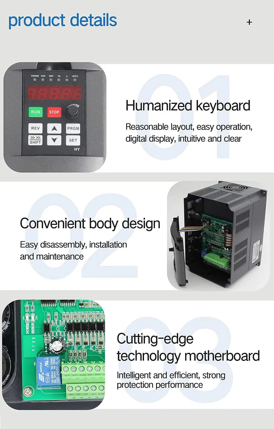 3KW 220V HY HUAN YANG Inverter VFD CNC Spindle motor speed control Variable Frequency Drive 0-400Hz 3P output 1HP or 3HP Input