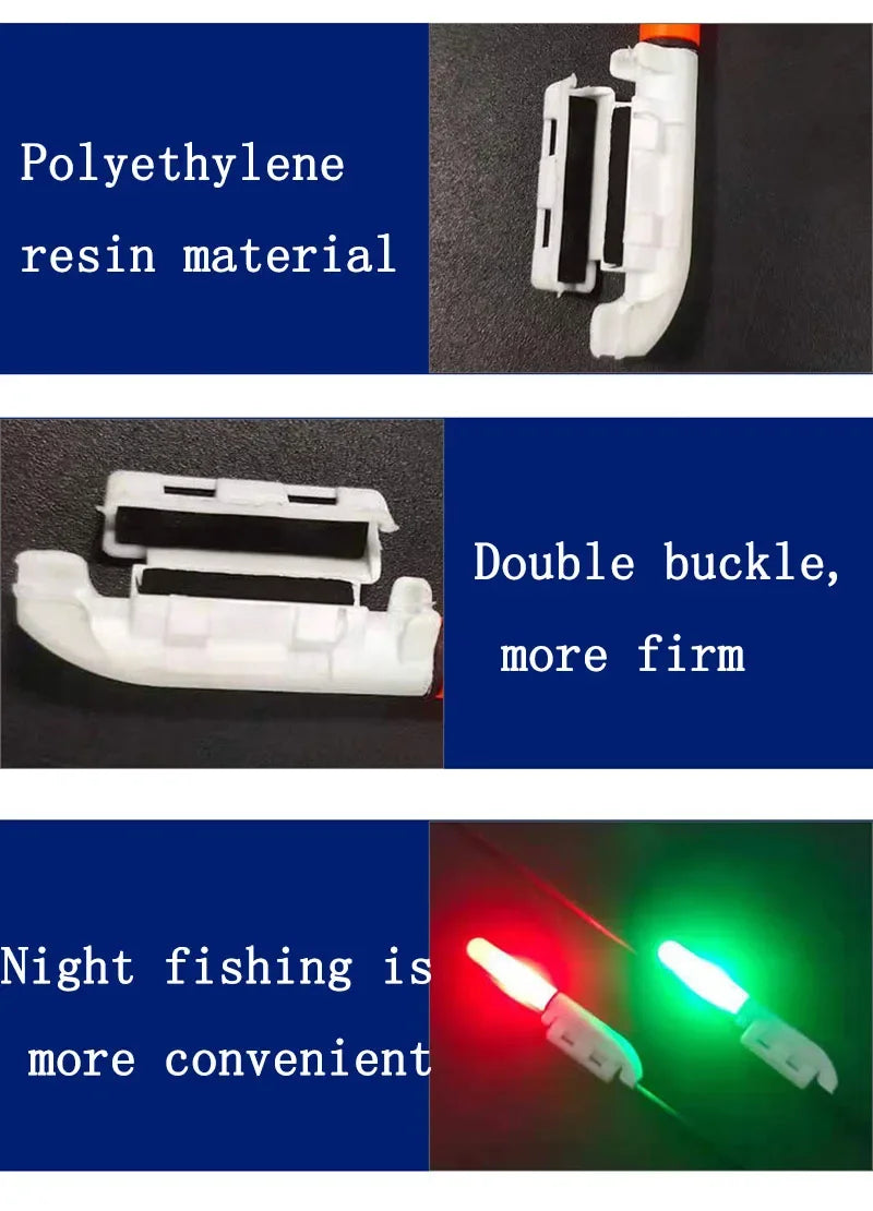 10 pcs/lot Light Stick With Rechargeable battery CR3322 CR425 Clip on Fishing Rod Tip Waterproof Glowing Lamp D002