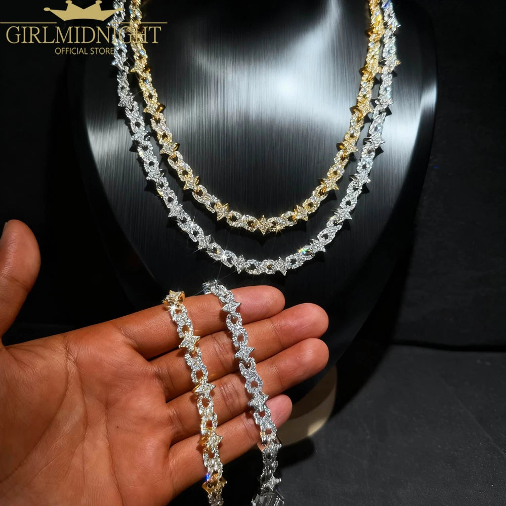 New Fashion Design Style 9MM Infinity Symbol Star Necklace Iced Out Cubic Zirconia Cuban Link Chain Men Women Hip Hop Jewelry
