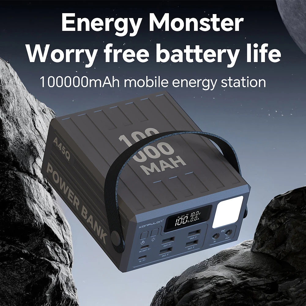100000mAh Power Bank PD 100W USB C Fast Charge Large Capacity 22.5W  with 7 Outputs & LCD Display Battery Bank Outdoor Camping