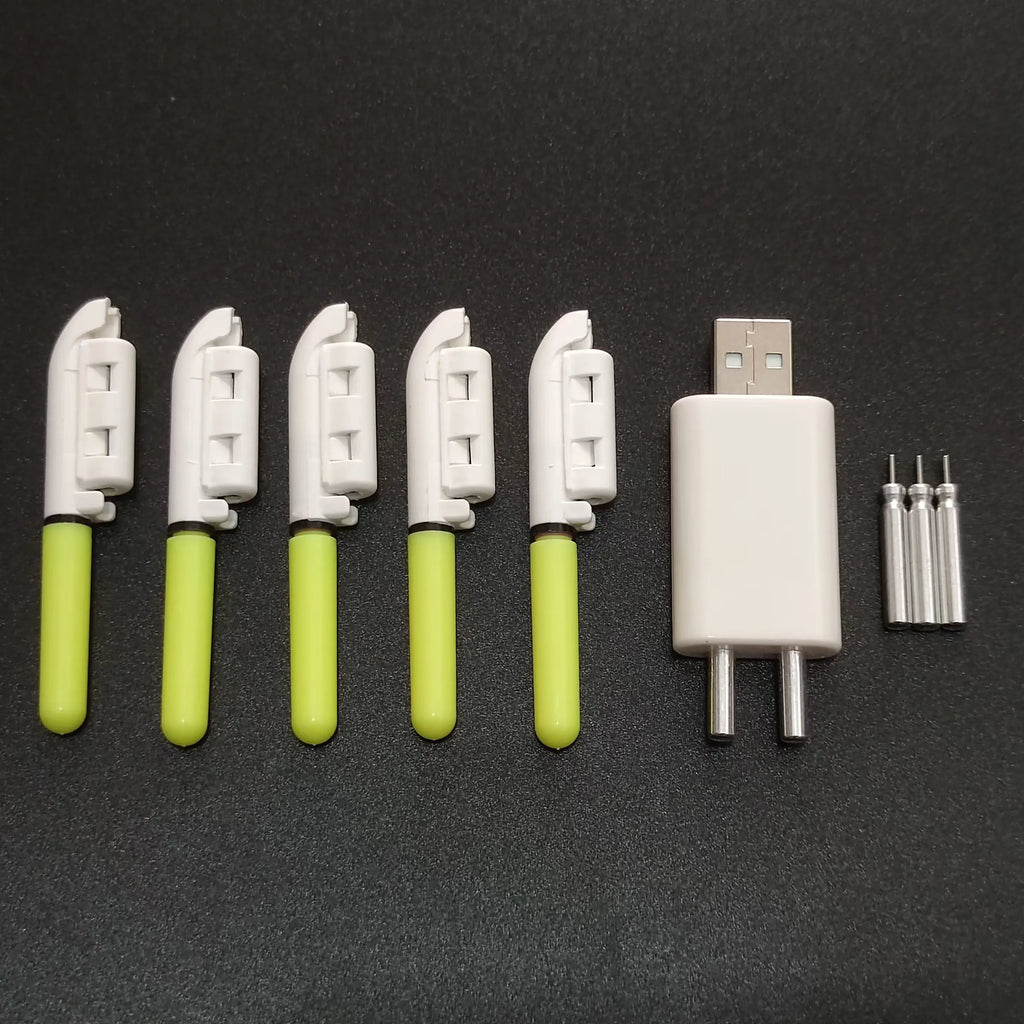 5 pcs/lot Electronic Light Stick With 5 Rechargeable battery cr322 cr425 Clip on Fishing Rod  Waterproof Lamp Night Fishing J525
