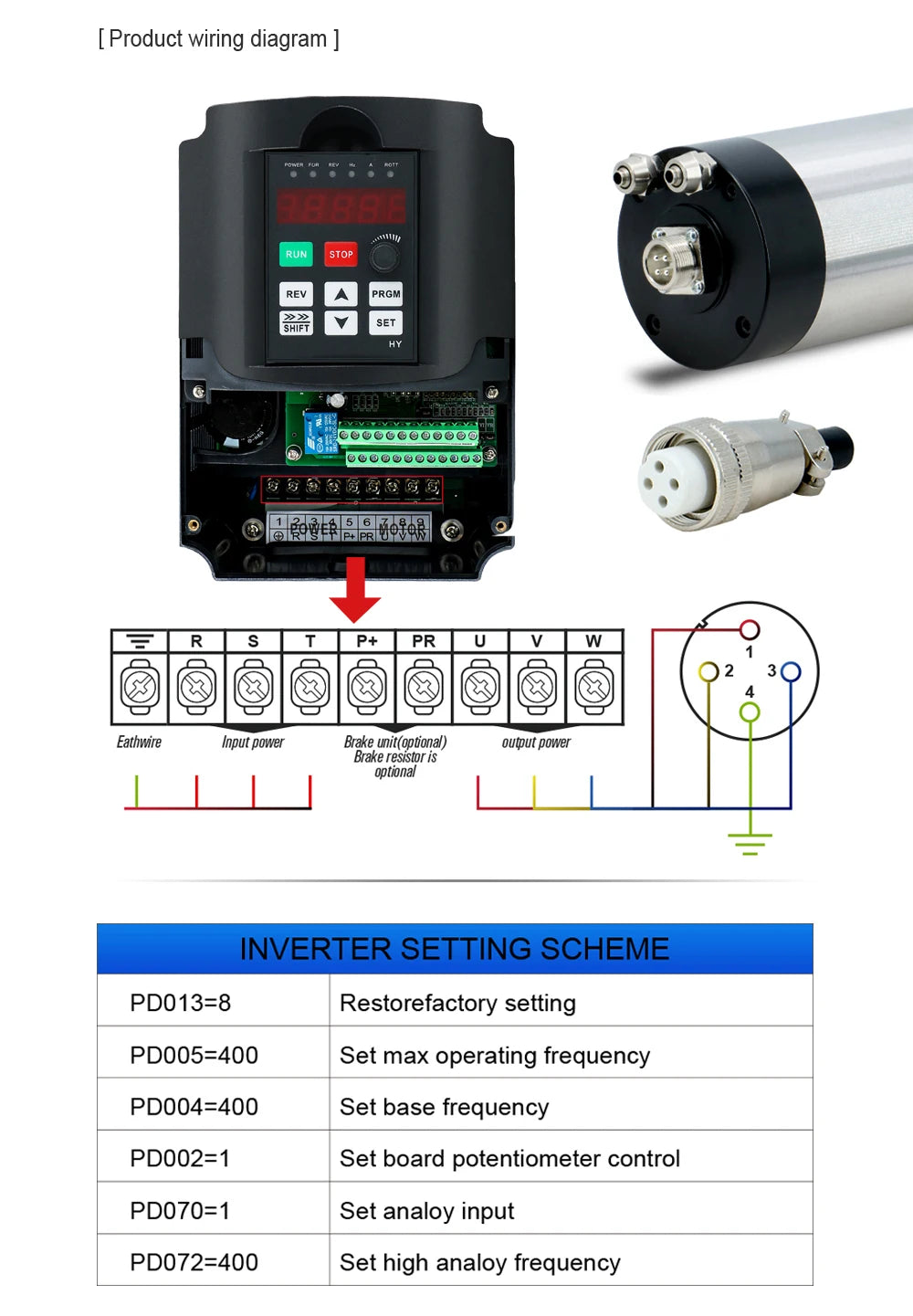 3KW 220V HY HUAN YANG Inverter VFD CNC Spindle motor speed control Variable Frequency Drive 0-400Hz 3P output 1HP or 3HP Input