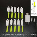 10 pcs/lot Light Stick With Rechargeable battery CR3322 CR425 Clip on Fishing Rod Tip Waterproof Glowing Lamp D002