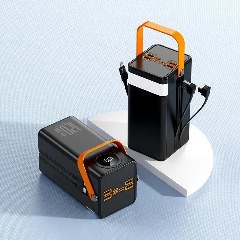 Universal Super Fast Charging 160,000 MAh Power Bank Comes with Line Outdoor Camping Large Capacity BCAK Mobile Power Supply 500