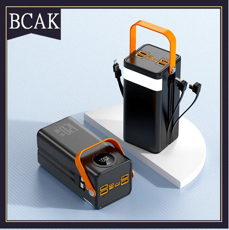 Super Fast Charging160000MAh BCAK Brand Outdoor Power Bank Comes with Line Camping Large Capacity Mobile Power Supply for Iphone