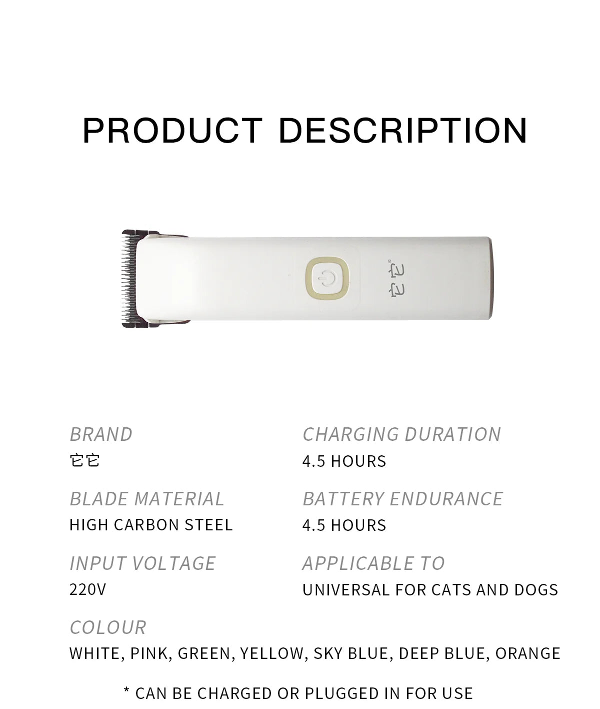 TAA Dog Electric Clippers Sets Professional Pet Grooming Clipper for Dog Pet Hair Clipper Accessories Metallurgy Steel Blade T1