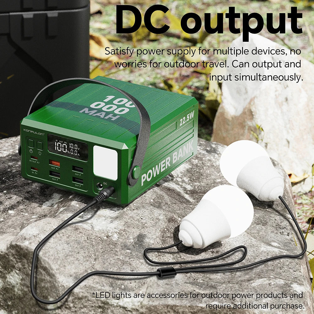 100000mAh Power Bank PD 100W USB C Fast Charge Large Capacity 22.5W  with 7 Outputs & LCD Display Battery Bank Outdoor Camping