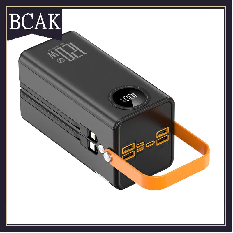 Super Fast Charging160000MAh BCAK Brand Outdoor Power Bank Comes with Line Camping Large Capacity Mobile Power Supply for Iphone
