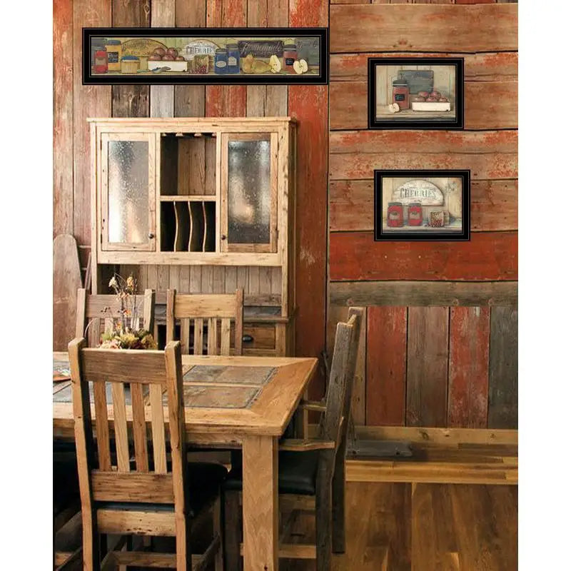 Country Kitchen Framed Wall Art Set, 3 Piece Modern Home Decor Vignette for Living Room, Bedroom & Farmhouse Wall Decoration