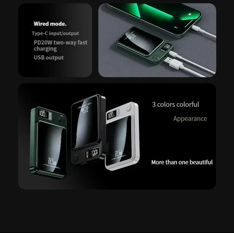 Magnetic Power Bank 50000mAh Large Capacity Wireless Fast Charging Suitable for iPhone Xiaomi Huawei universal mobile Power Bank