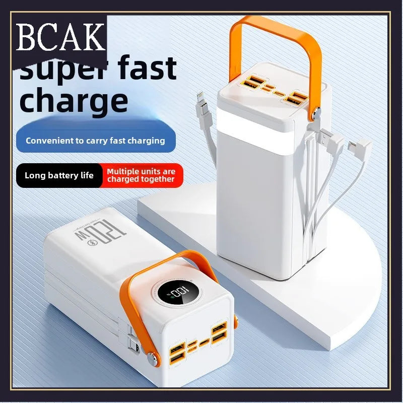 Super Fast Charging160000MAh BCAK Brand Outdoor Power Bank Comes with Line Camping Large Capacity Mobile Power Supply for Iphone