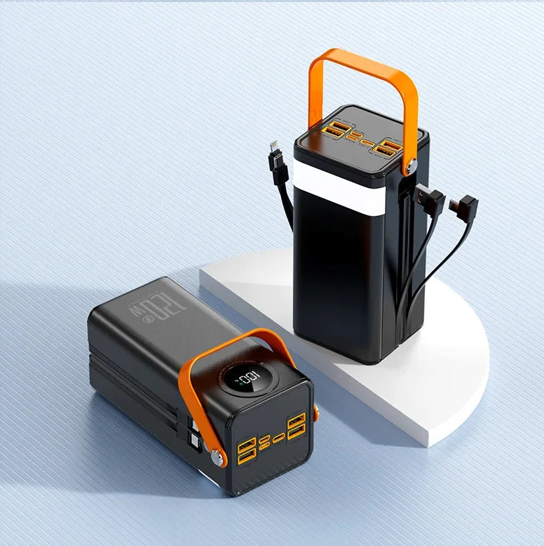 Universal Super Fast Charging 160,000 MAh Power Bank Comes with Line Outdoor Camping Large Capacity BCAK Mobile Power Supply 500