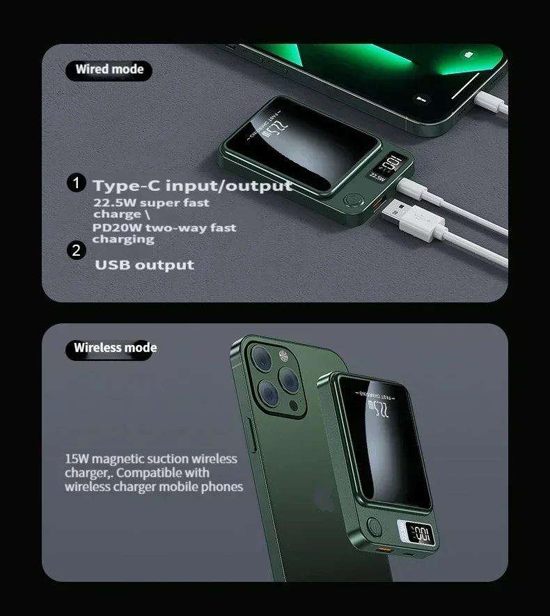 Magnetic Power Bank 50000mAh Large Capacity Wireless Fast Charging Suitable for iPhone Xiaomi Huawei universal mobile Power Bank