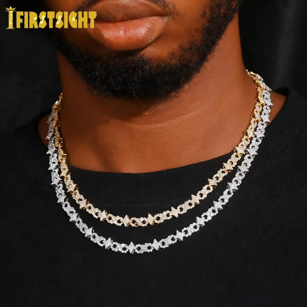 New Iced Out Bling Star Cross Pendant Infinity Cuban Chain Necklace Gold Silver Color Cubic Zirconia Hip Hop Men Jewelry
