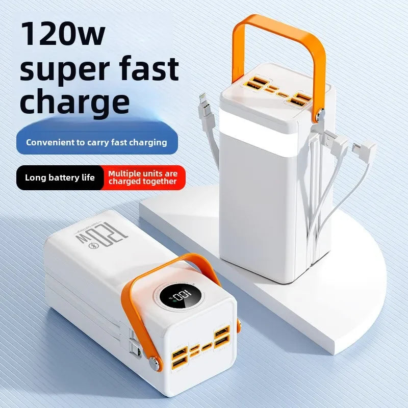 Universal Super Fast Charging 160,000 MAh Power Bank Comes with Line Outdoor Camping Large Capacity BCAK Mobile Power Supply 500