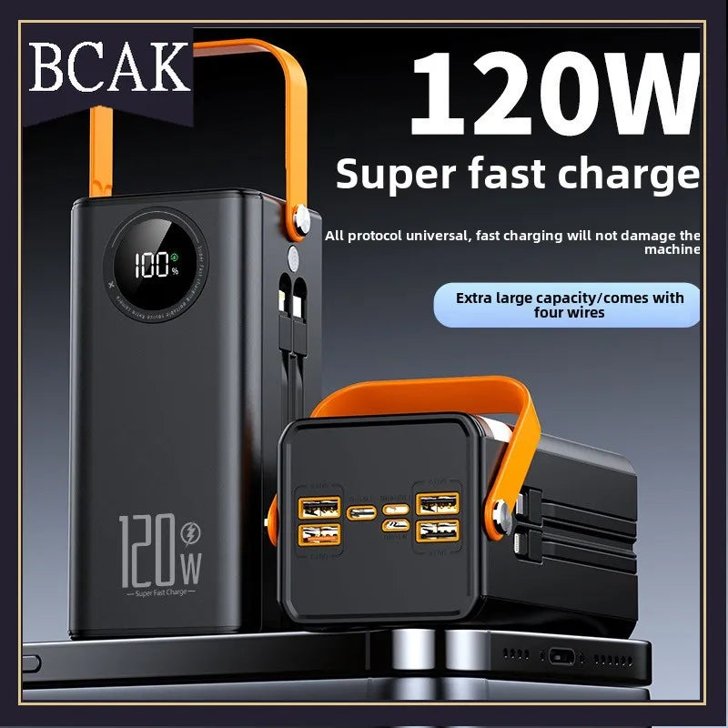 Super Fast Charging160000MAh BCAK Brand Outdoor Power Bank Comes with Line Camping Large Capacity Mobile Power Supply for Iphone
