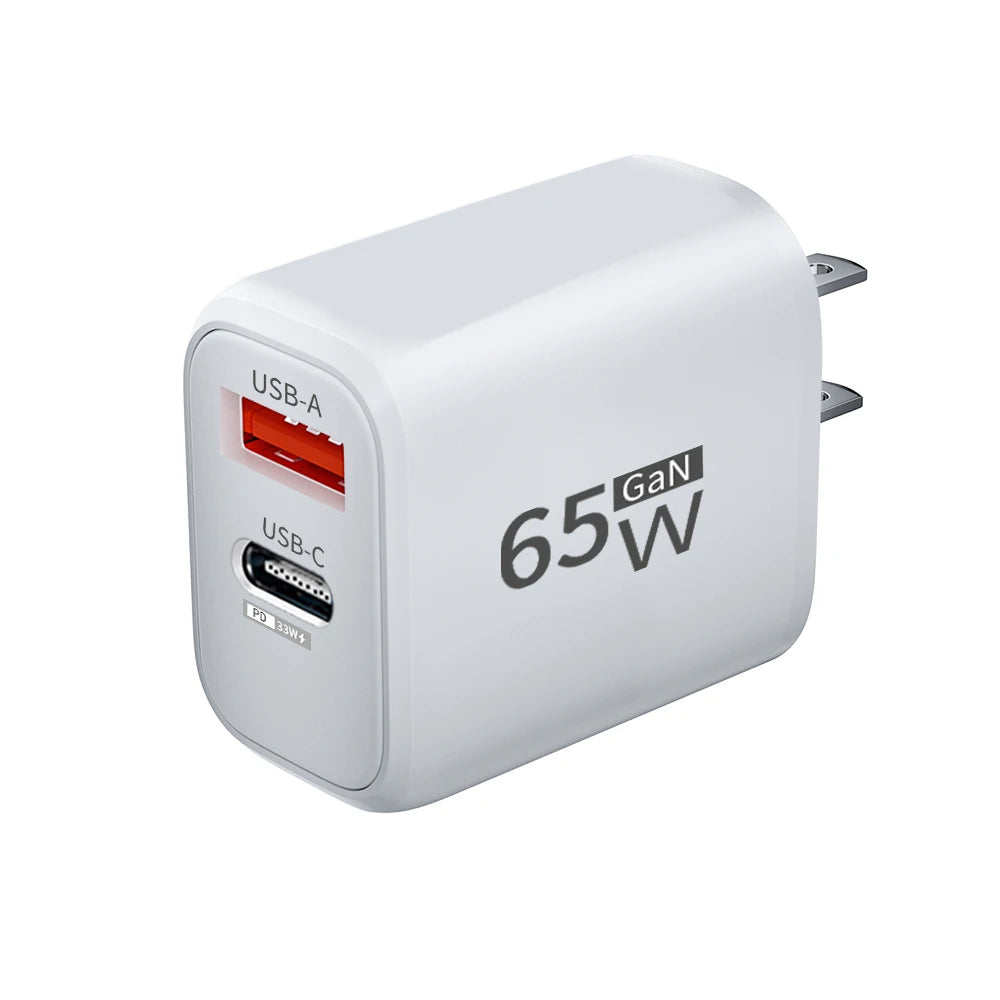 PD 65W GaN Type C USB Mobile Phone Charger Fast Charging Power Adapter For iPhone Samsung Hawei Xiaomi Quick Charge Wall Charger