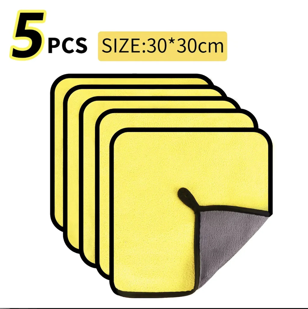3/5/10Pcs Microfiber Car Wash Towels 30*30CM/30*60cm Double Sided Car Cleaning Drying Cloth for Car Care Kitchen Use