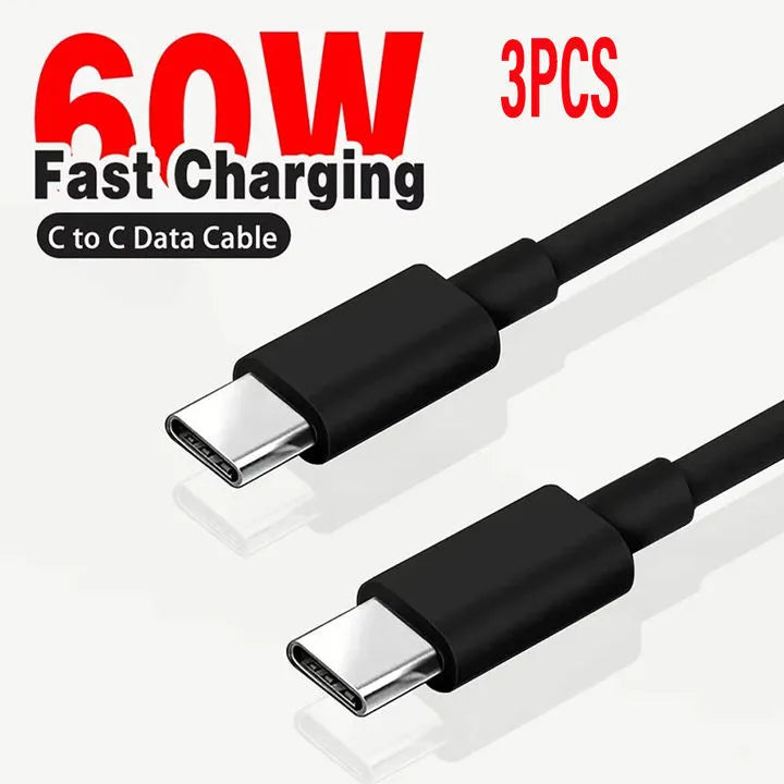 PD 60W USB C to USB Type C Cable Fast Charge Data Cable For Iphone 15 15Pro Huawei Samsung Xiaomi Data Line Black White 1M 2M 3M