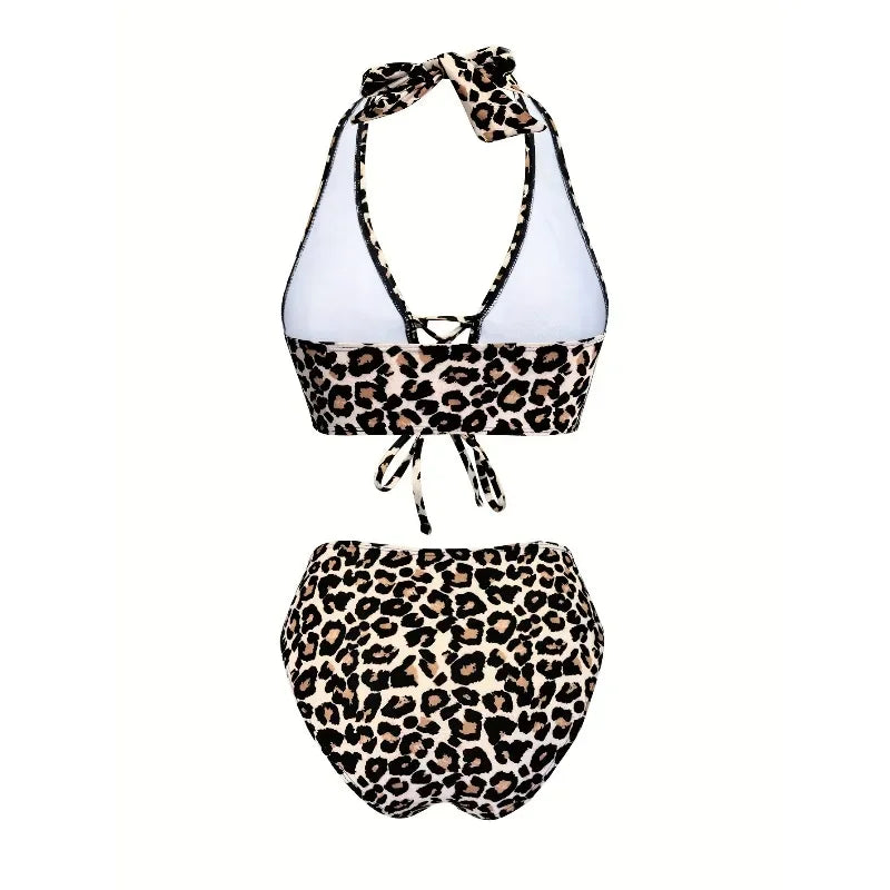 Summer new set leopard print bikini set - European and American style swimwearjv