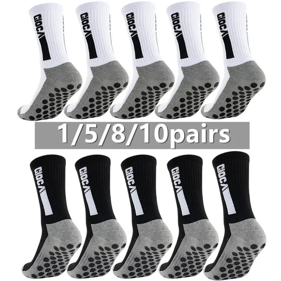 1/5/8/10pairs men women unisex non slip grip soccer rugby socks towel bottom breathable shockproof athletic exercise