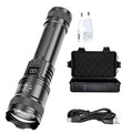 Rechargeable LED Flashlight Zoomable Torch with LCD Display 3 Modes Waterproof High Power Hand Light Outdoor Wilderness Camping