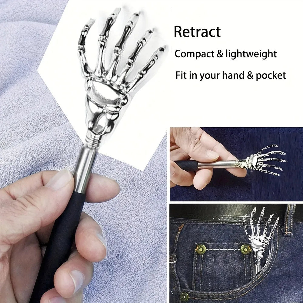 1pc Portable Extendable Back Scratcher Stainless Steel Telescoping Back Scratcher for Both Human Extendable Back Massager