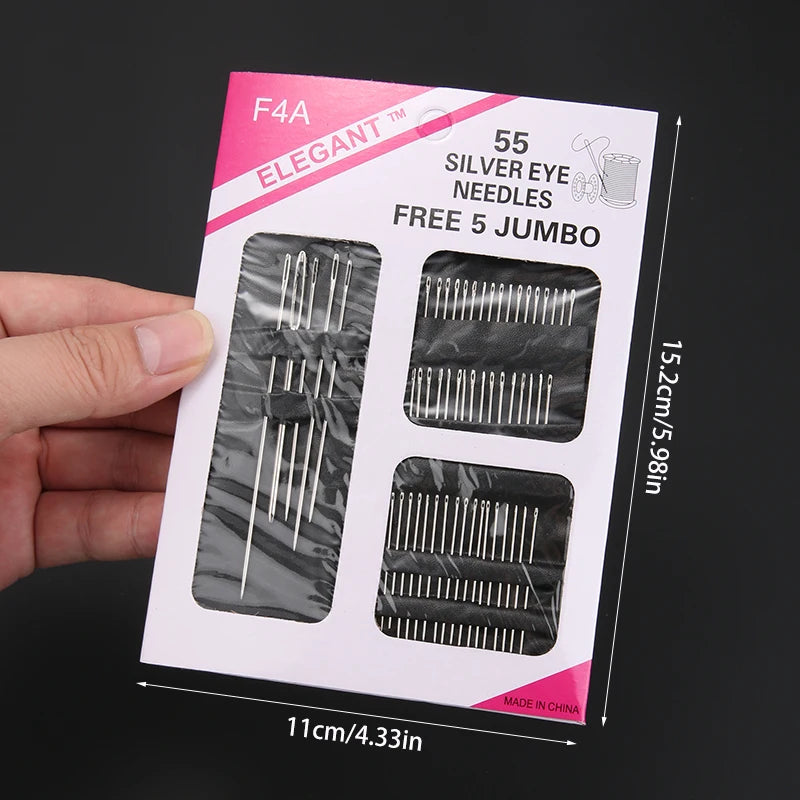 Stainless Steel Big Eye Hand Sewing Needles Set with Different Sizes for Sewing Needlework Embroidery Needles