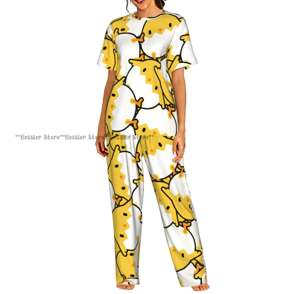 Women's Comfort Pajamas Women's Chicken Pattern Short Sleeve Set Sleepwear
