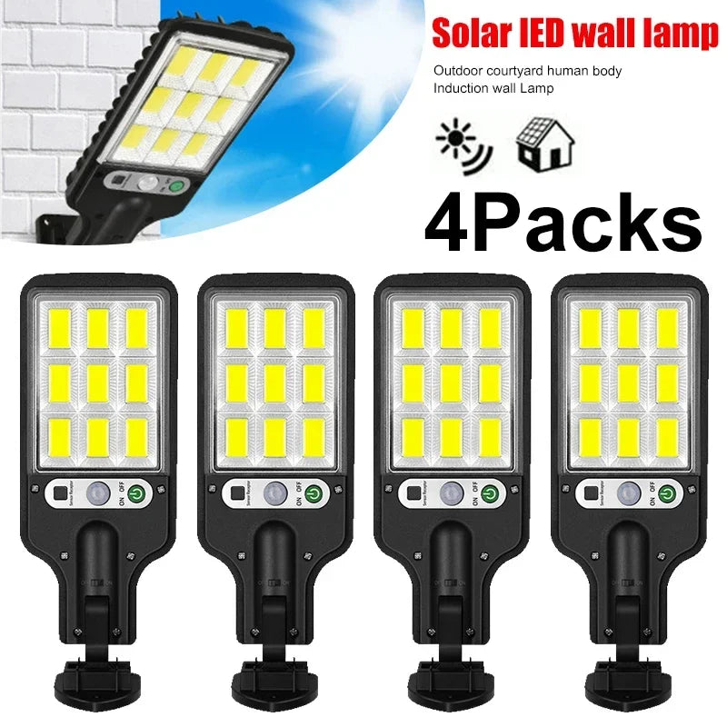 Powerful LED Solar Outdoor Courtyard Wall Lamp Rechargeable Induction Solar Garden Light Terrace Garage Door Street Lighting