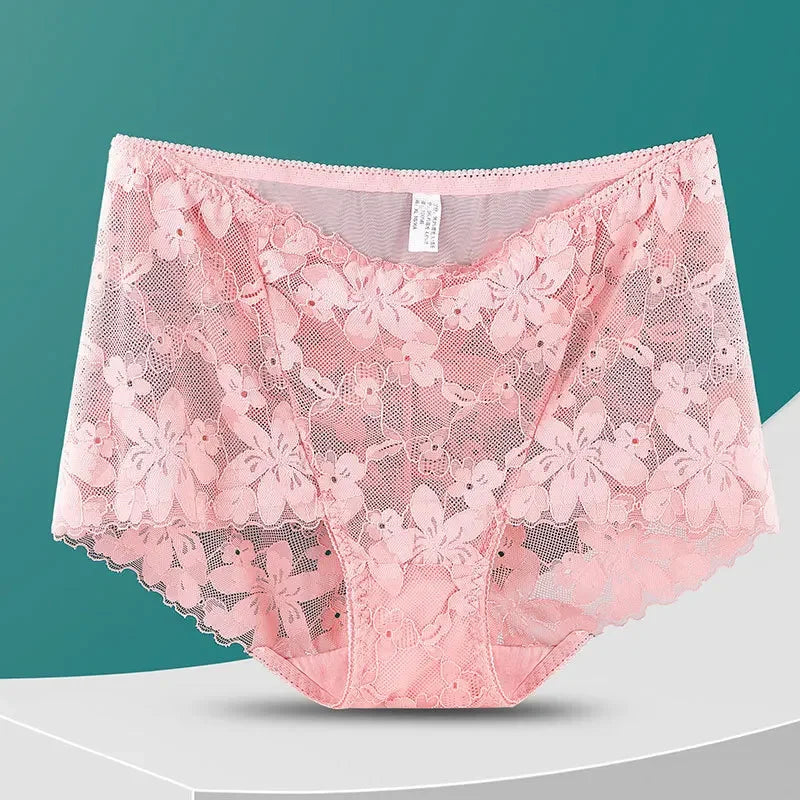 Sexy lingerie for women underwear cutout lace  floral panties Plus size ropa mujer high waist sheer mesh  interior femenina
