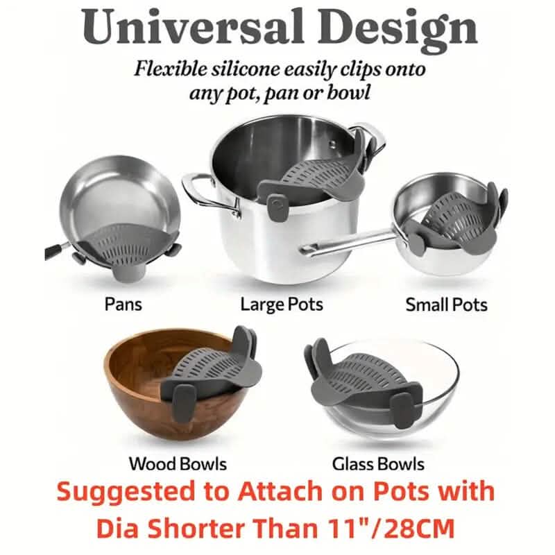 Adjustable Clip-On Strainer for Pots and Pans