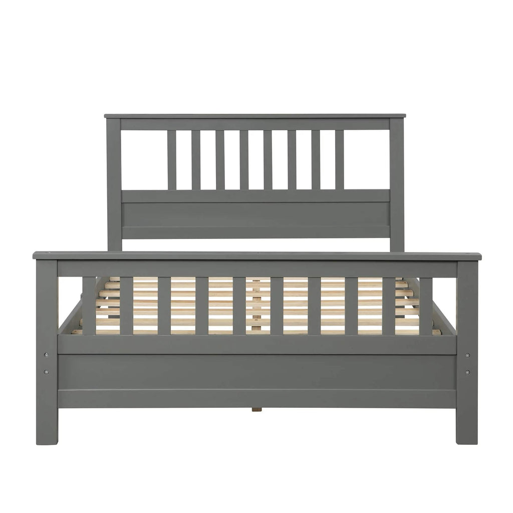 Anysun Full Size Bed Frame Solid Wood Platform Bed with Headboard for Kid's
