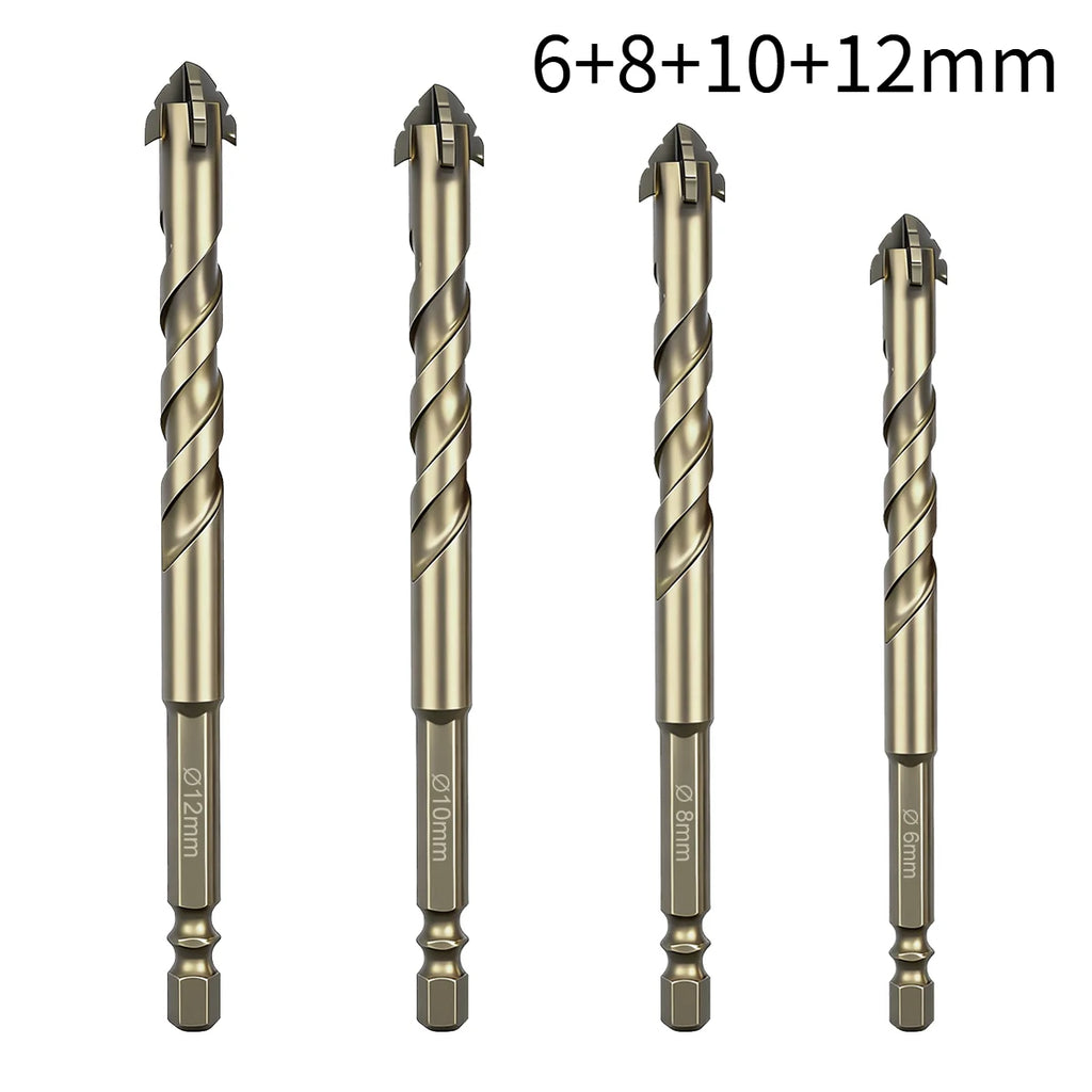 High-Four-edged serrated eccentric drill for dry drilling of ceramic tiles, glass, marble, concrete, stainless steel drill bits