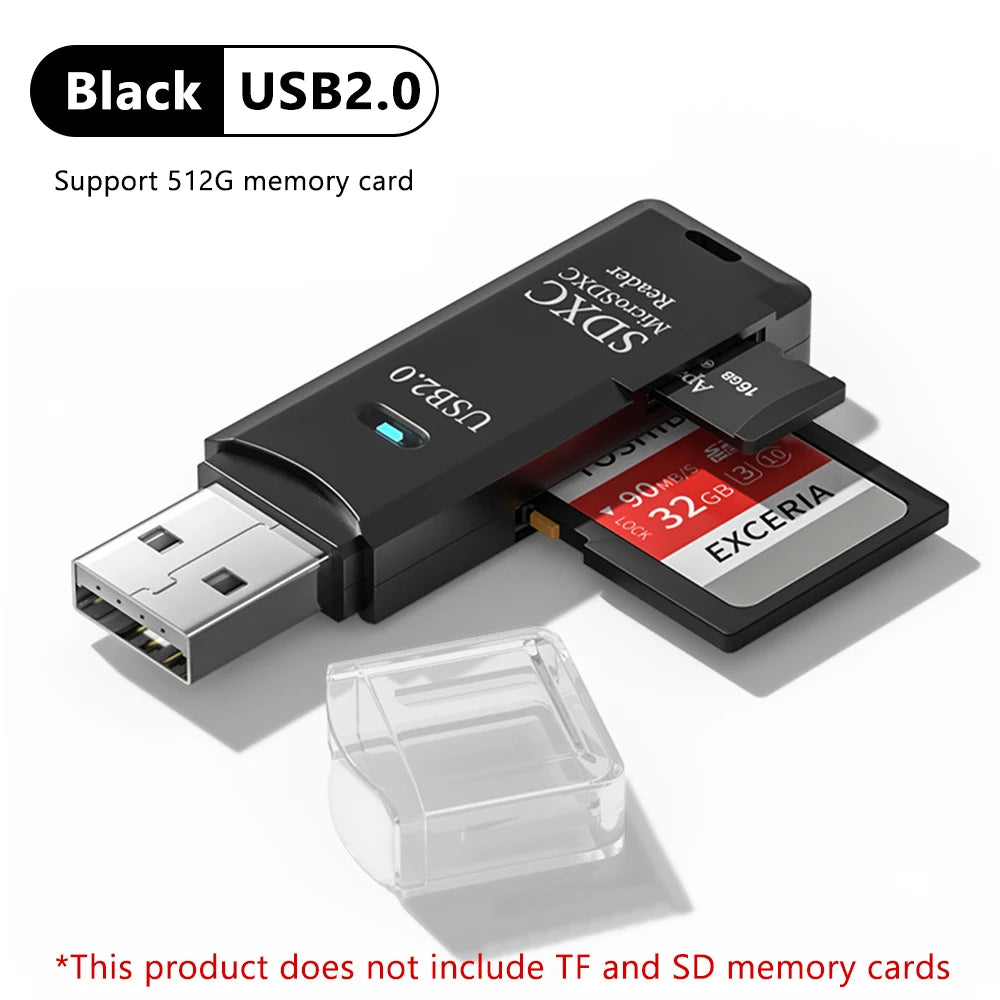 NNBILI 1-2pcs Card Reader USB3.0/2.0 To SD TF Memory Adapter High Speed TF Memory 2 IN 1 Card Reader For PC Laptop Accessories