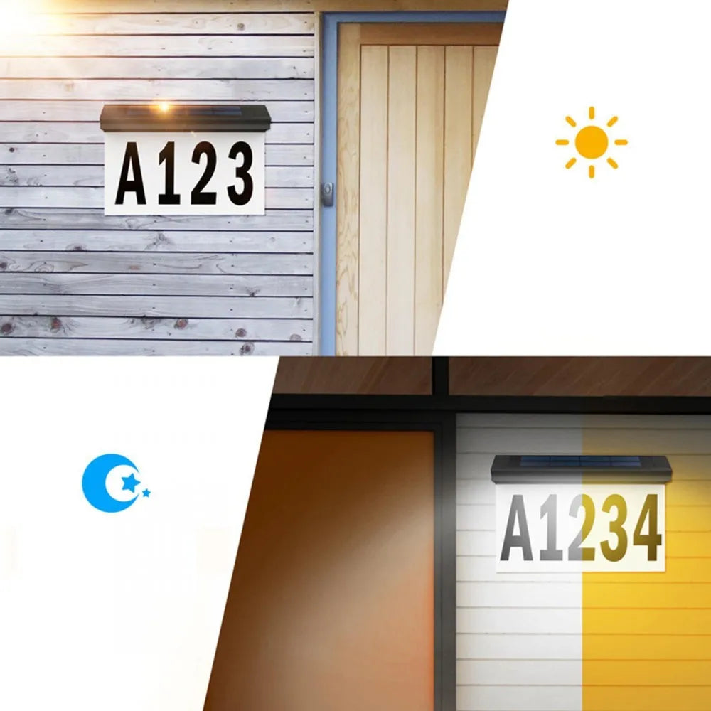 New Solar Door Sign Lights Outdoor Waterproof 30LED Digital Wall Mounted Home Number Address Plaque Doorway Yard Garden Lights