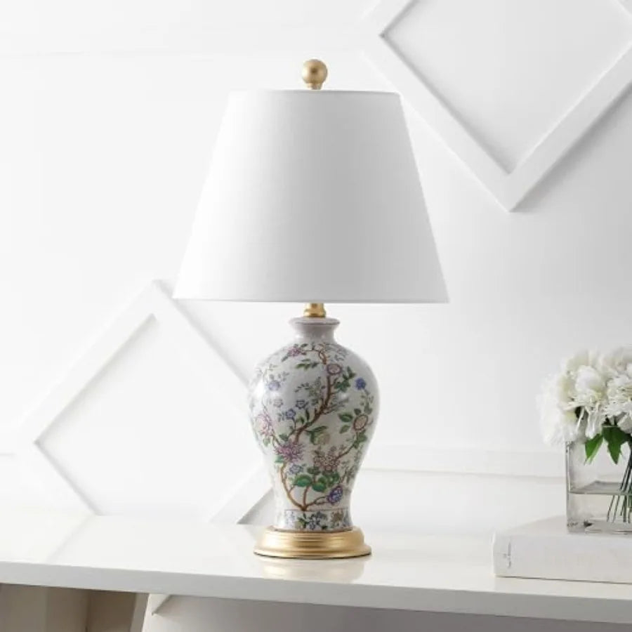 JYL3009A Grace 24" Floral LED Table Lamp Classic Cottage Bedside Desk Nightstand Lamp for Bedroom Living Room Office College Bo
