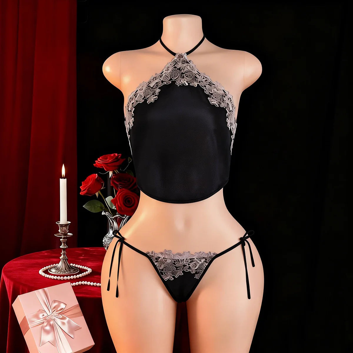 Court Red Bellyband with Panty Sling Sleep Tops Suit Sexy Lingerie Private Bride Antique Pajamas Female Chinese Cosplay Anime