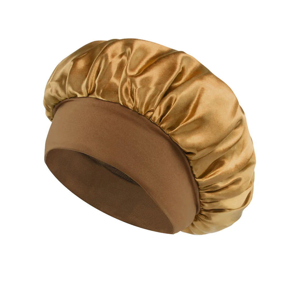 1pcs Soft Silk Satin Lined Bonnet Large Satin Hair Bonnet Household Sleep Shower Cap Hair Wrap Cover for Long Hair Salon Tool