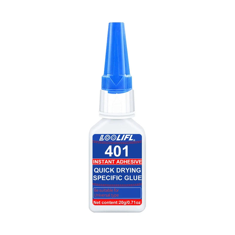 Brand-new upgraded 401 super cyanoacrylate glue, instant drying in 5 seconds, waterproof, stable and versatile bonding tool.
