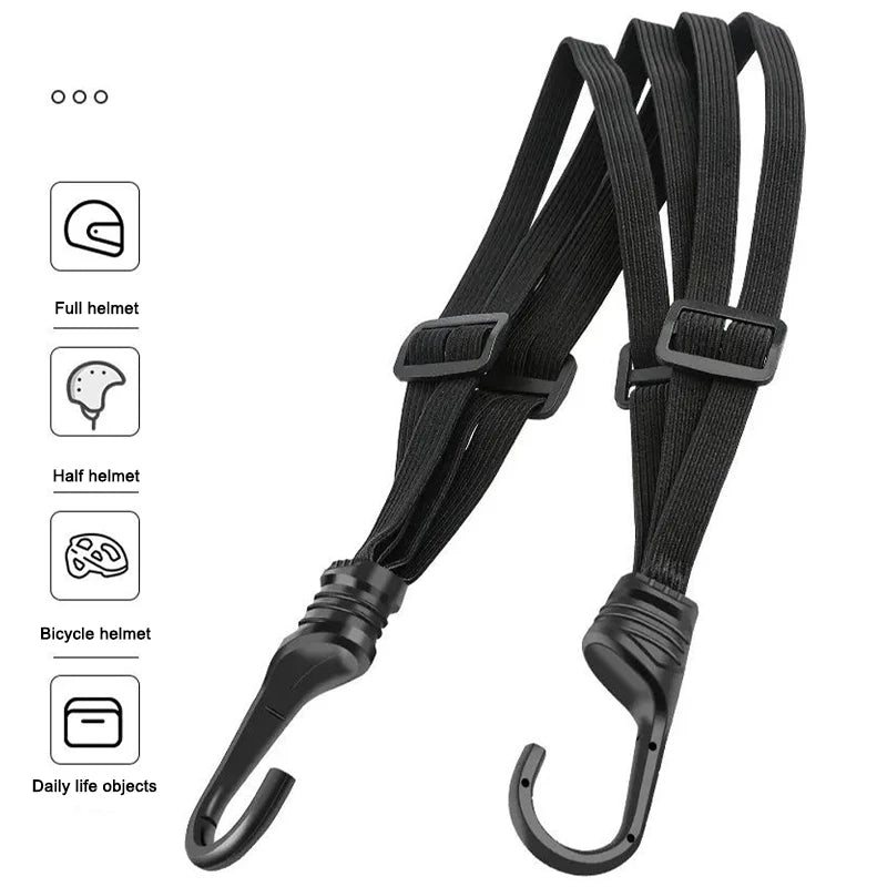 SEAMETAL Motorcycle Back Seat Helmet Strips Elastic Rope Motorcycle Helmet Fixed Strap Adjustment Fix Rope Goods Strap 60cm/90cm