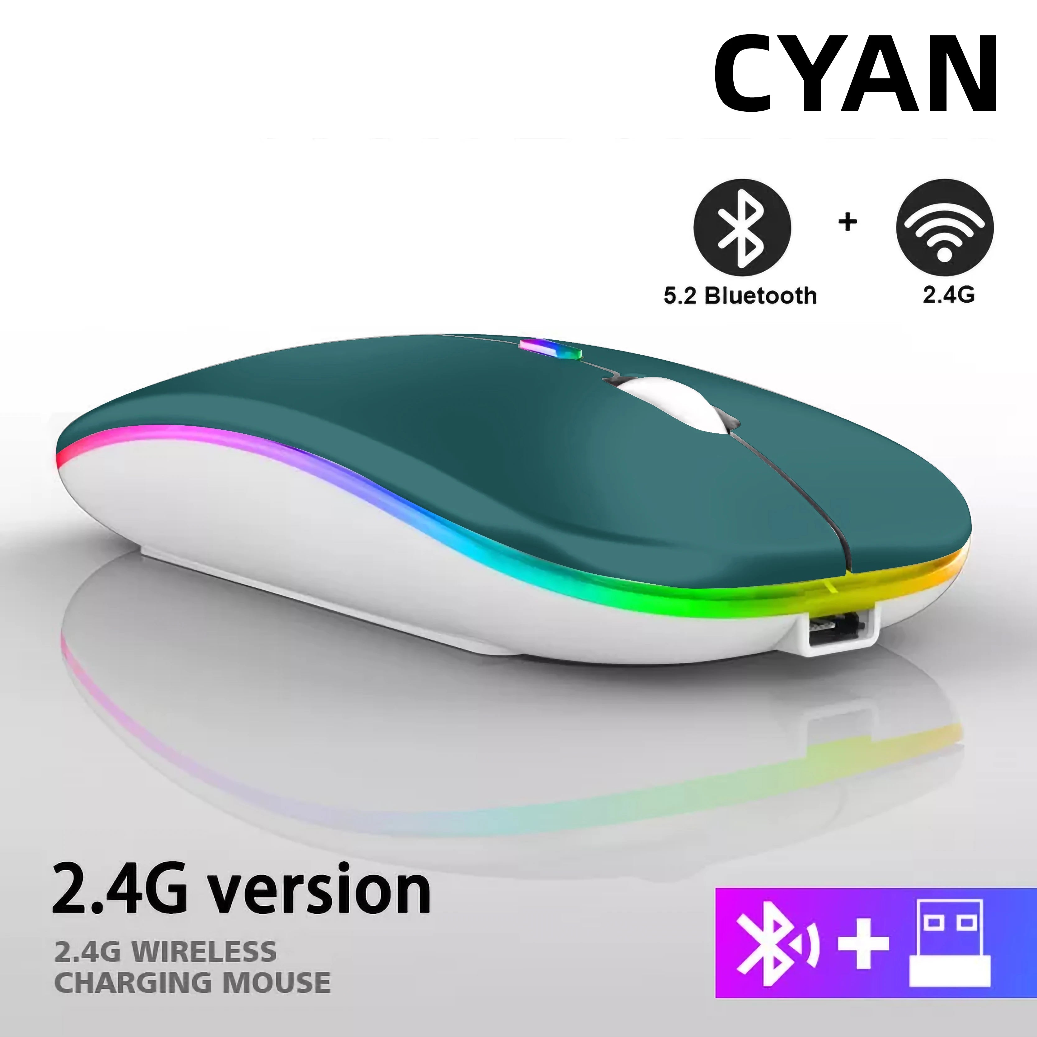 Wireless Mouse Rechargeable Silent LED Backlit Mice PC Laptop Computer Mous 2.4Ghz Receiver Bluetooth Dual Mode Optical Mice