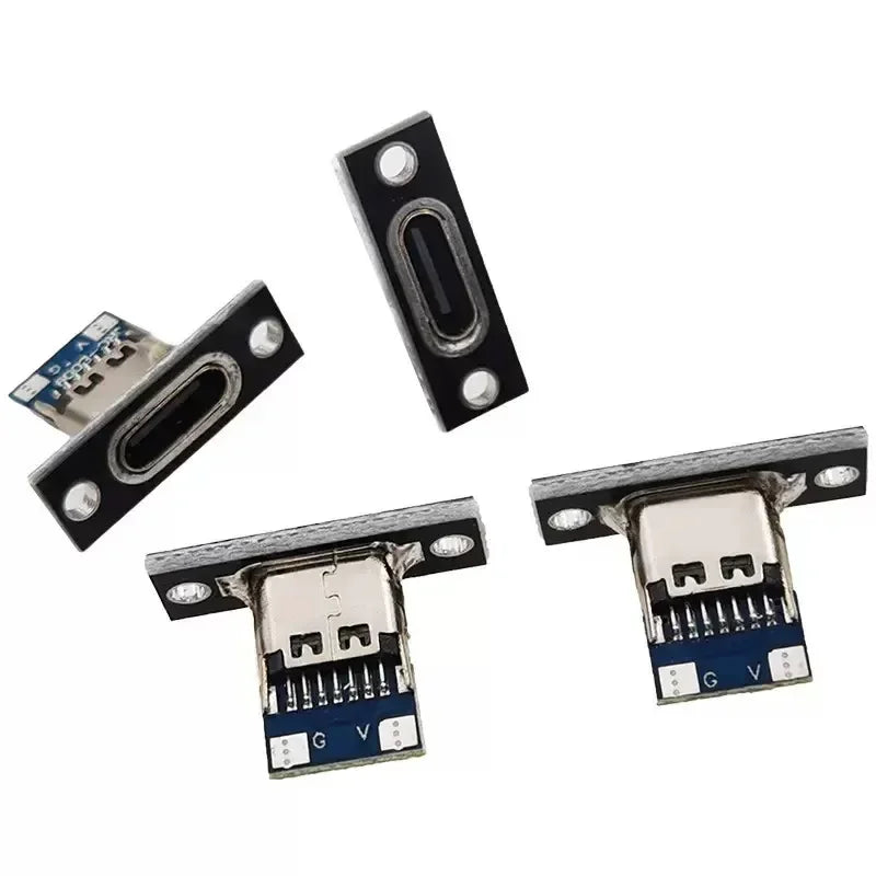 5/20Pcs USB Jack 3.1 Type-C 2Pin 4Pin Female Connector Jack Data Charging Port Small Electrical Charging Base with Fixing Plate